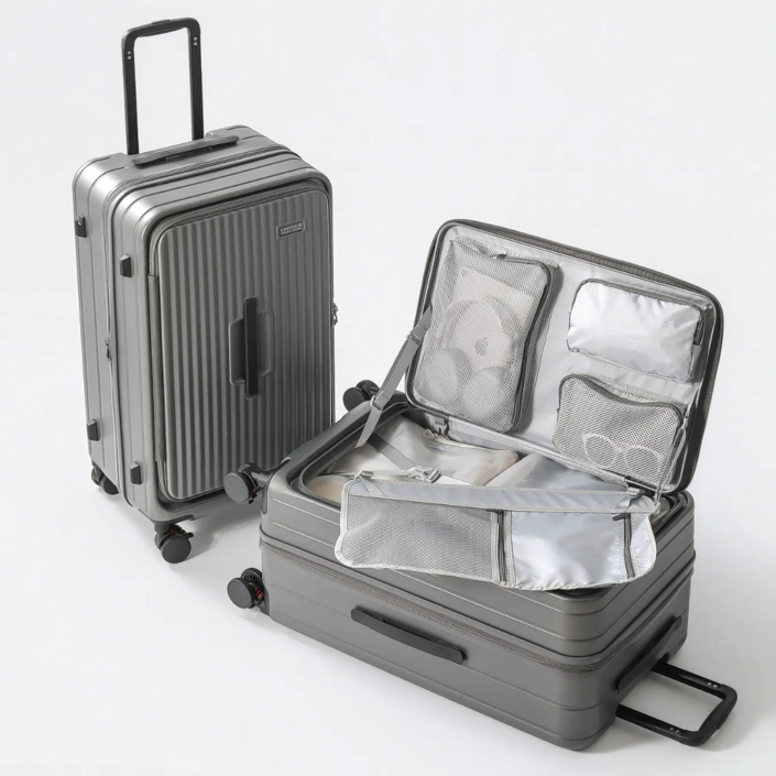 100pc 전면 개방형 캐리어 확장형 대용량 캐리어 대형 여행 트렁크 가방 tsa락