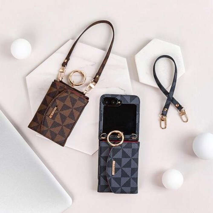 갤럭시 Z플립5 링코 모노그램 스트랩 케이스 J2L 지갑형 스트랩 제트플립 (2컬러)