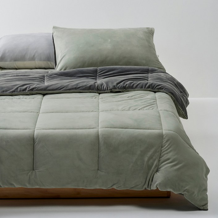 JAJU 밍크 플리스 배색 차렵이불 SS 그레이 J605402001581 442742