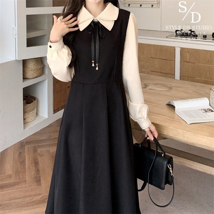 스타일닥터 패션원피스 학원풍 여성원피스 캐주얼 데일리룩 프렌치 롱원피스 빅사이즈원피스 슬림핏 원피스 하객룩