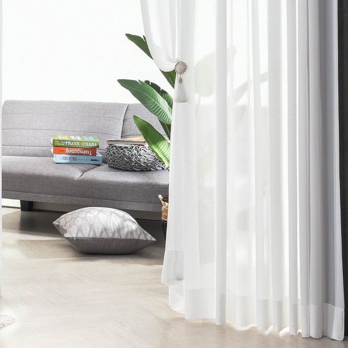 쥰하우스 쉬폰커튼 화이트 나비주름 속커튼 맞춤세로길이 270cm까지 무료연장