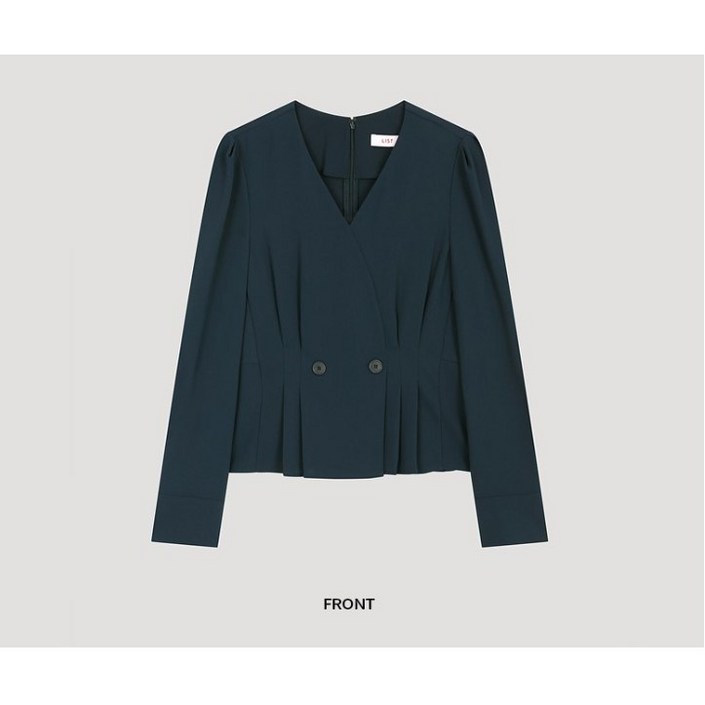 리스트 브이넥 페플럼 긴팔 블라우스TWWBLO72030