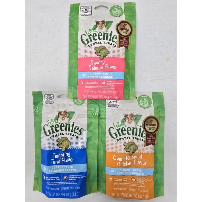 필라인 그리니즈 고양이 구강관리 간식, 닭고기참치연어, 60g, 3개