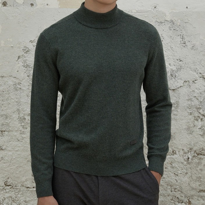 인디안 [25년 겨울 최저가] 고급 울캐시미어 솔리드 반폴라 하프터틀넥 니트 MIKBH5W9131BC