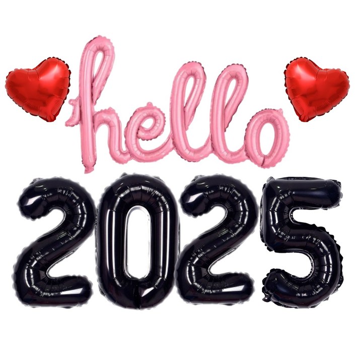 헬로 Hello 2025 새해 풍선세트 신년 파티 용품, 1개 헬로 Hello 2025 새해 풍선세트 신년 파티 용품, 1개