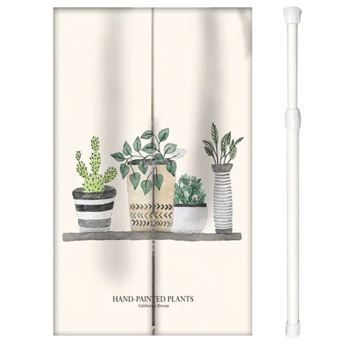 방문 커튼 가림막 봉 포함 세트 가리개 커텐 분리형 트임 패브릭 칸막이 도어 반커튼 주방 문 화장실 베란다