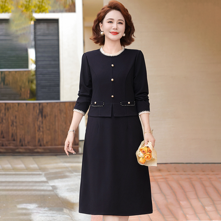 NUNUHANA 미니멀 데이트룩 슬림핏 긴소매 원피스 레이어드