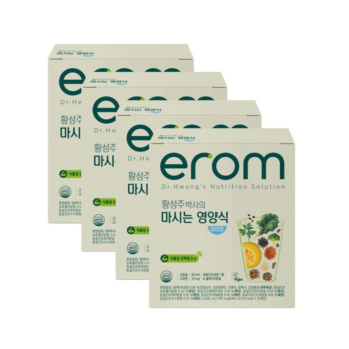 이롬 황성주박사의 마시는 영양식 라이트 저당 190ml64 4케이스 유통기한 24년 12월 26일, 190ml