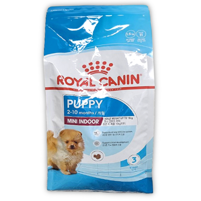로얄캐닌 독 강아지 퍼피 미니인도어 1.5kg 면역 소화건강 피무피모 퍼피용, 닭귀리, 1.5kg, 1개