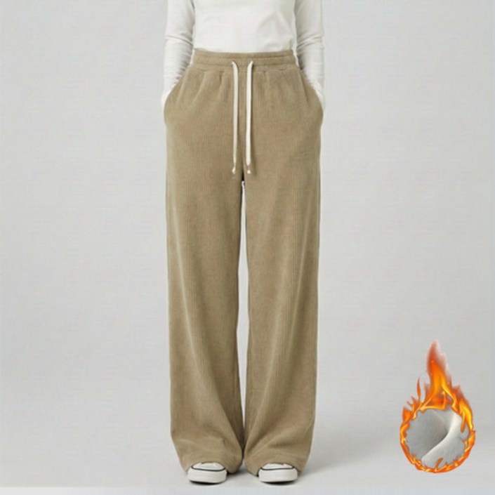 여자 기모 코듀로이 바지 밴딩 스판 여성 골덴 겨울 팬츠 와이드