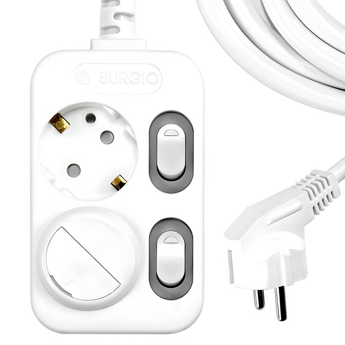 써지오 개별 멀티탭 2구 DH2029RT  안전커버 랜덤발송, 5m, 혼합색상, 1세트