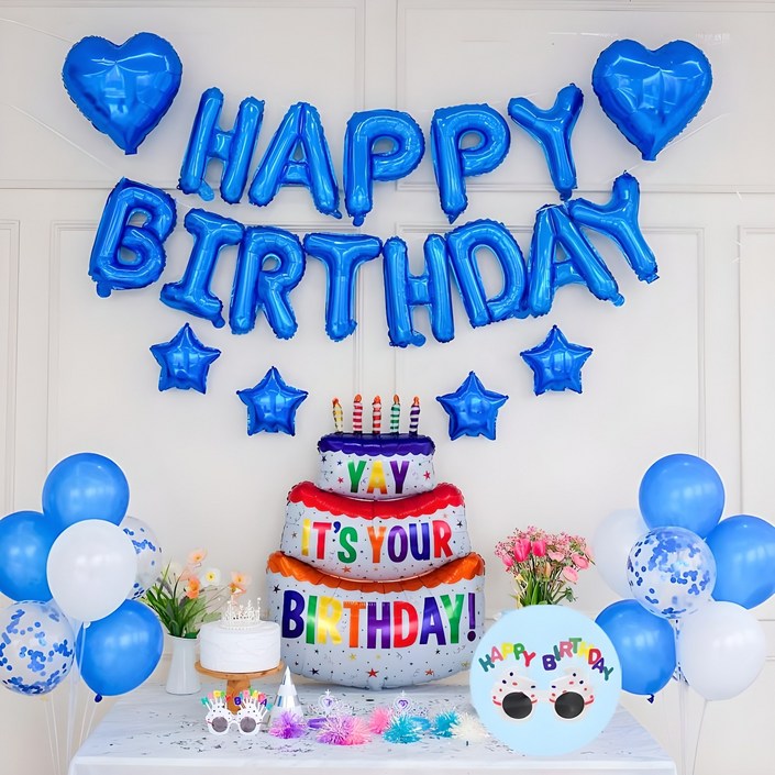 연지마켓 생일풍선 생일파티용품 세트, 캔들케이크 세트 연지마켓 생일풍선 생일파티용품 세트, 캔들케이크 세트