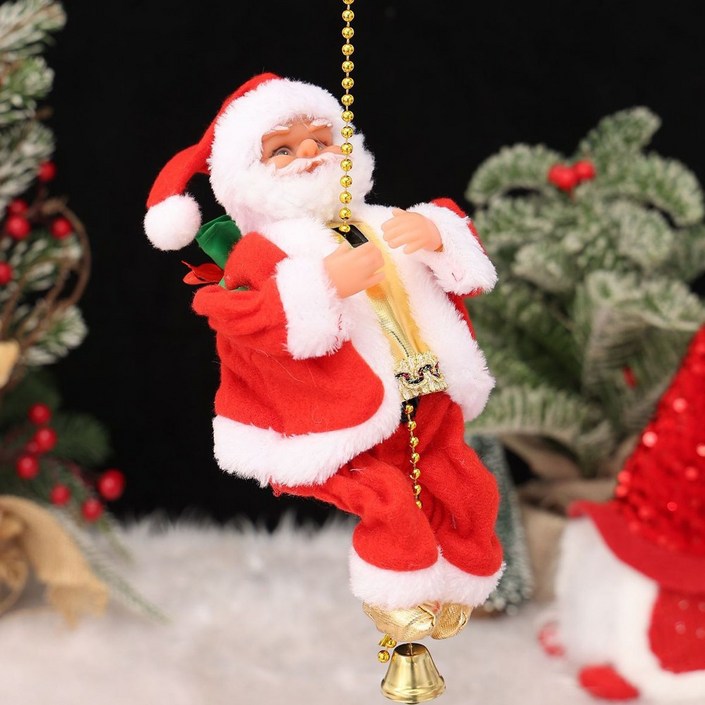 줄 타는 산타 인형 오르내리는 장난감 박스 포함 / 크리스마스 신나는 멜로디 장식 아이 선물 20240103