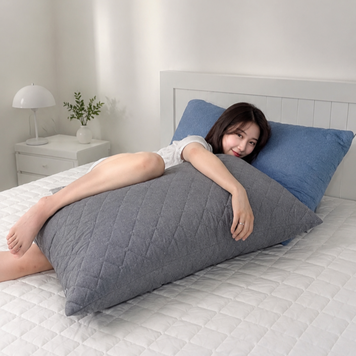마누엘리 등편한 빵빵한 누빔솜 등받이 발 침대 대형 침대 쇼파 허리 쿠션 커버포함 100x60
