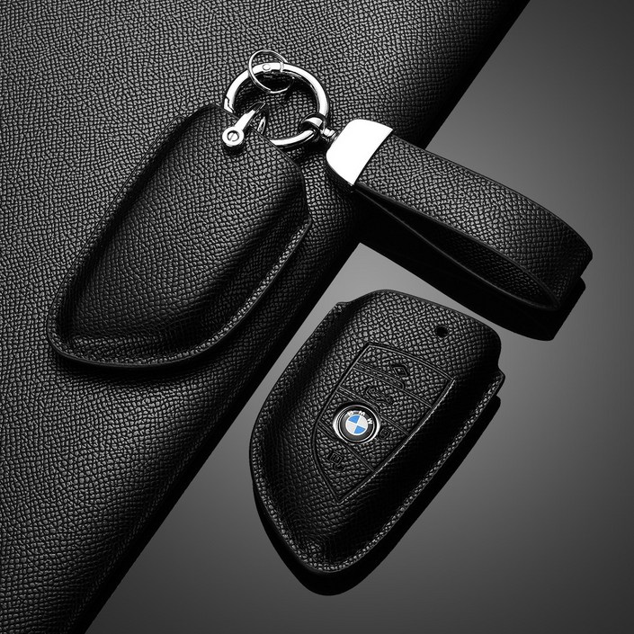BMW 호환 가죽 키케이스 자동차 키링 키홀더, BMWB타입, 블랙