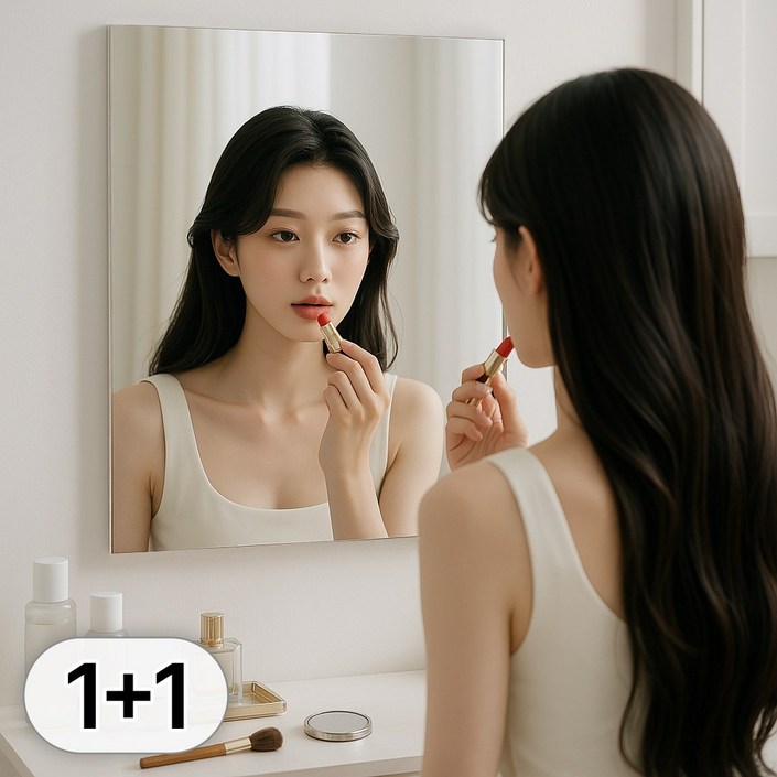투데이리빙 1+1 직사각 부착형 아크릴 거울 벽에 붙이는 접착식 안전 벽거울 깨지지 않는 투명 미러 거실 현관 침실 인테리어 소품