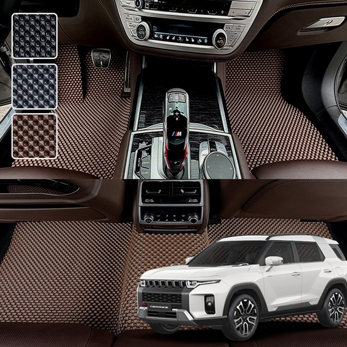 DXSOAUTO 토레스 전용 3D 엠보싱 차세대 고무매트 1열2열 세트, 블랙, 3192 토레스1세대후반23.924.4