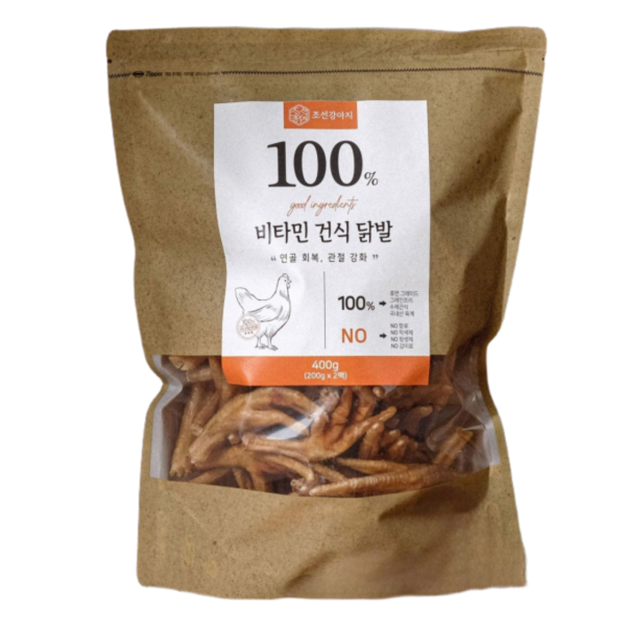조선강아지 대용량 국산 강아지 수제간식, 비타민 건식닭발, 400g, 1개