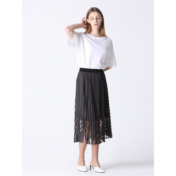 EnC 고혹 밴딩 플리츠 스커트 택가격 169000원