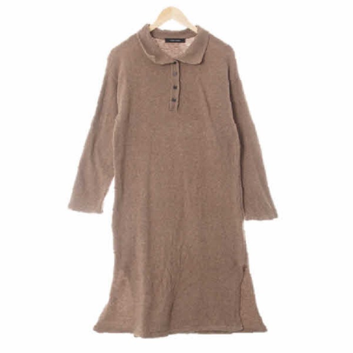 3968 코데즈컴바인 우드브라운 울혼방 카라니트원피스