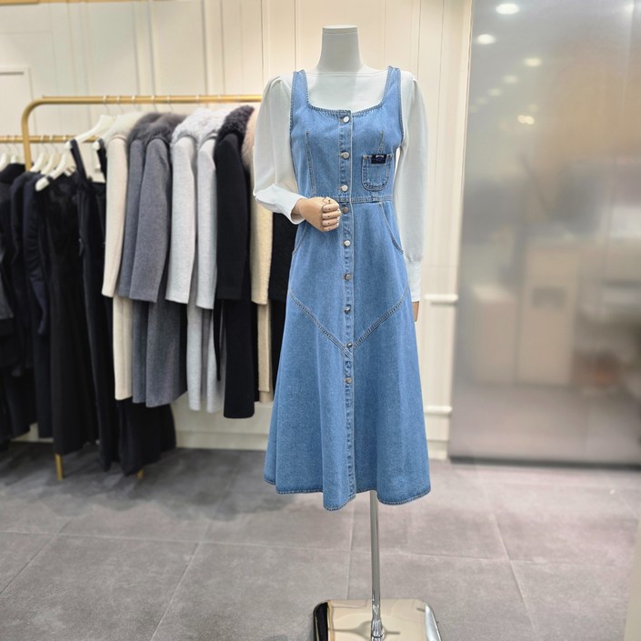 에고이스트 비조 포인트 플레어 민소매 데님 원피스 ER1DO160MICA