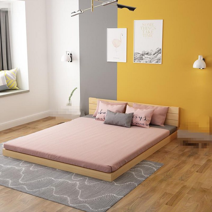 저렴한 퀸 무헤드 호텔 무헤드침대프레임 저상형침대프레임 원목 수납형 라지 더블 낮은 슈퍼싱글