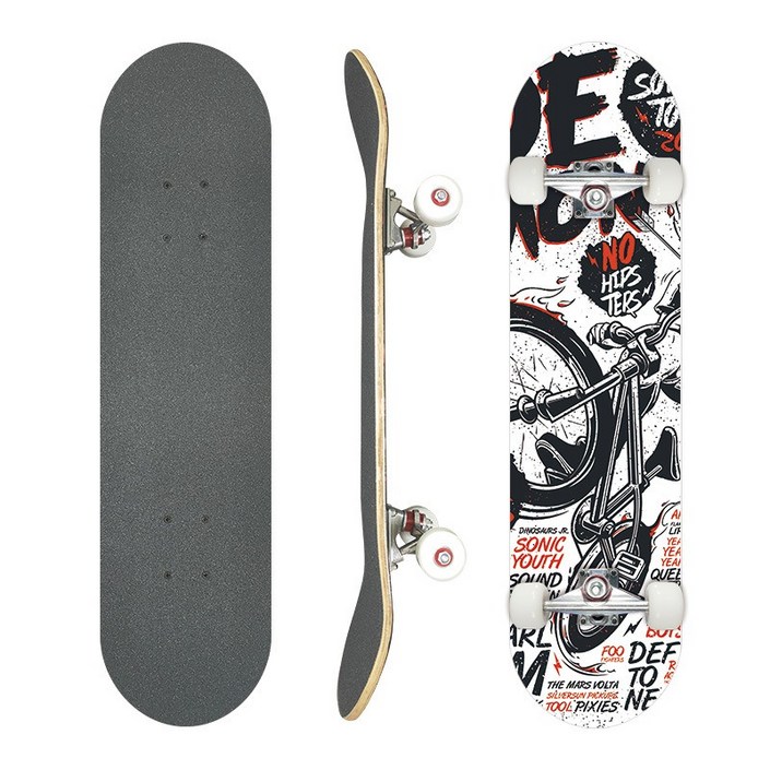 초보자용 31인치 더블킥보드 4륜 전문가용 트윈팁 스케이트보드 초보자용전연령대 안전 설계, 1개, 자전거