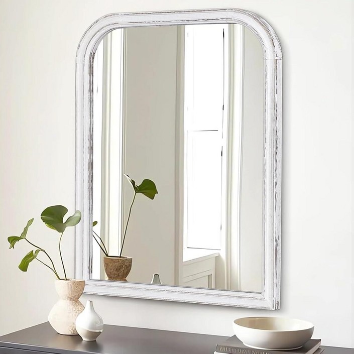 농가 욕실 벽 거울 나무 프레임 소박한 벽걸이 장식 빈티지 직사각형 수평 작은 거실 침실 화장대 입구 복도 러스틱 블랙