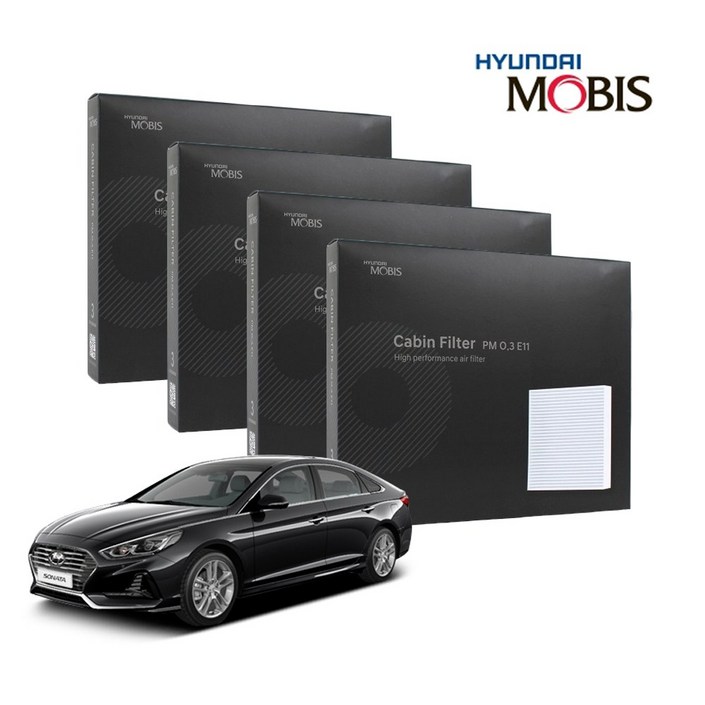 현대모비스 정품 프리미엄 에어컨필터 2년분 4개입 2012년~2018년식 적용 K3 전용