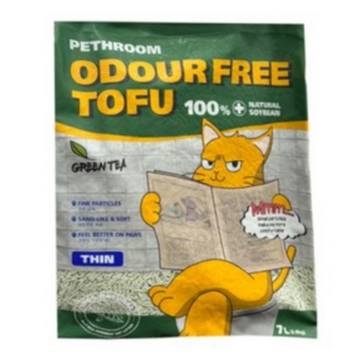 페스룸 고양이 오도어 프리 두부 씬 모래 가는입자 녹차