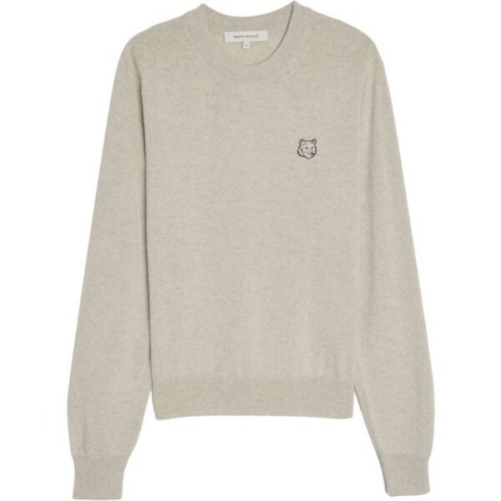 메종키츠네 당일 25SS  볼드 폭스헤드 메리노 울 여성 그레이 니트 스웨터 MW00801KT1036 H120