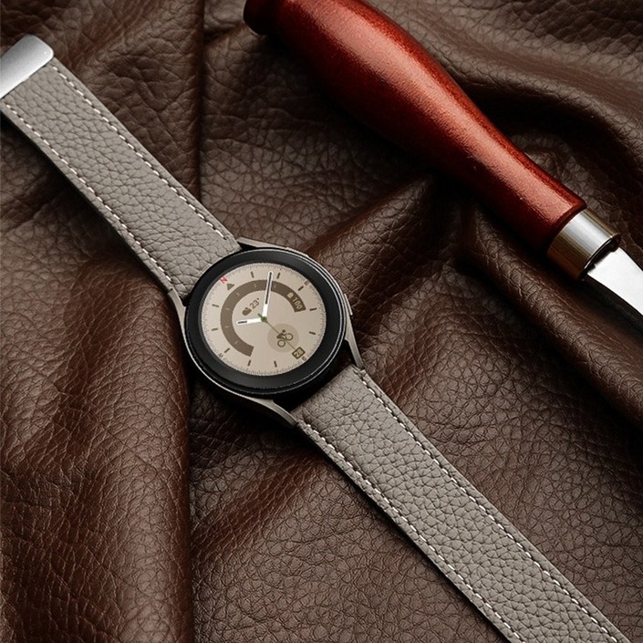 타임스토리 디먼트 갤럭시워치7 6 5 4 3 호환 리치 그레인 디버클 가죽 스트랩 시계줄 밴드 20mm, 블랙