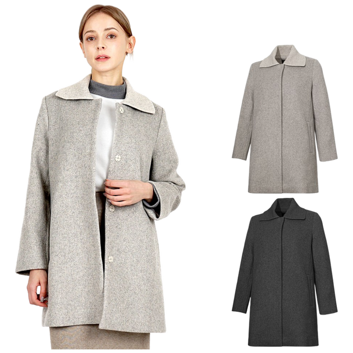 빌트모아 여성 골프웨어 겨울 니트카라 하프 코트