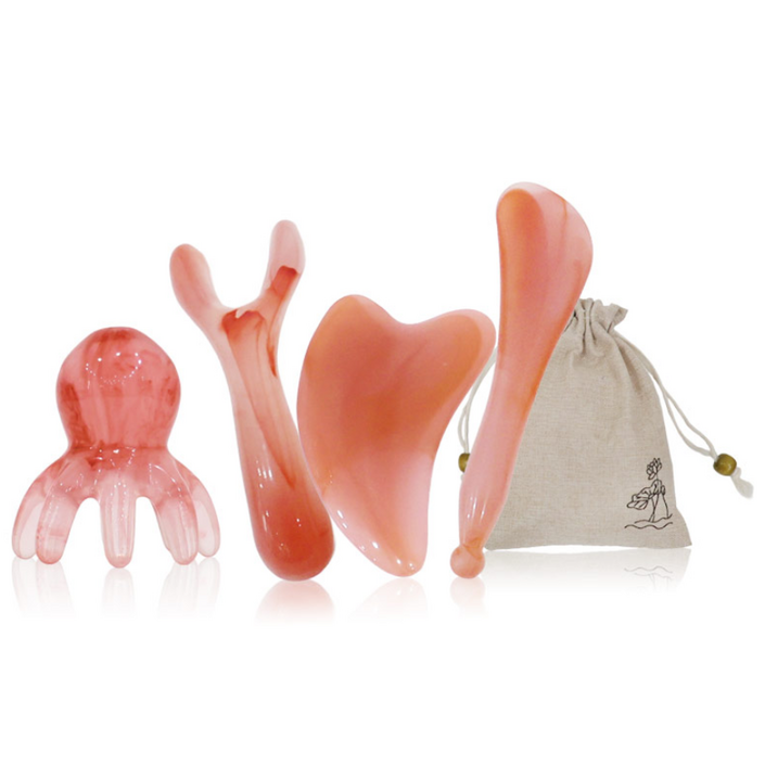 다르앤 괄사 마사지 4종세트 두피 바디 얼굴 콧대 승모근 종아리 전신 마사지기, 괄사4종, 1세트