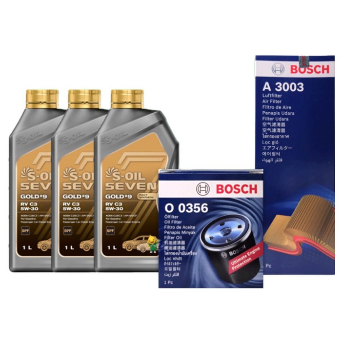 올 뉴 모닝 JA 1.0 가솔린 엔진오일세트 세븐골드 9 RV C3 5W30