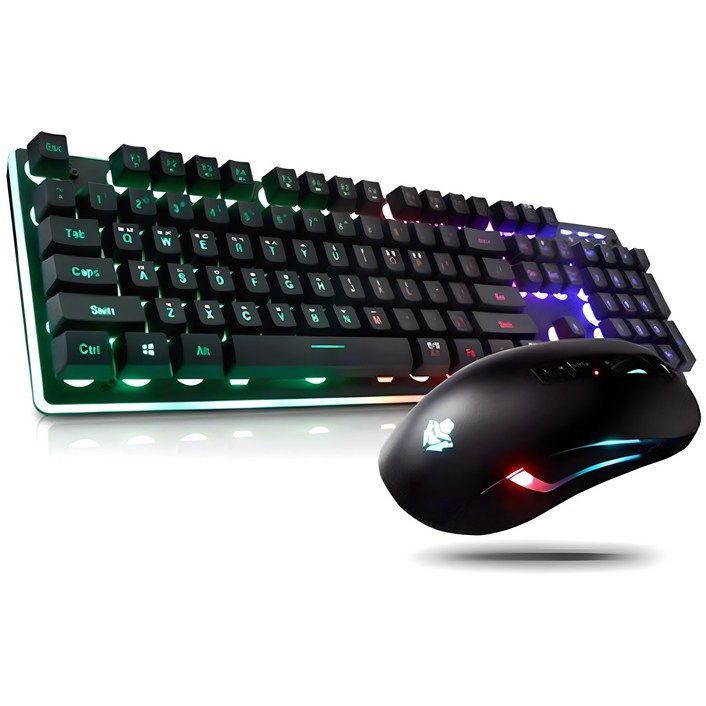 앱코 HACKER 레인보우 LED 게이밍 키보드 마우스 세트 KM400, 블랙, KM400, 일반형 앱코 HACKER 레인보우 LED 게이밍 키보드 마우스 세트 KM400, 블랙, KM400, 일반형