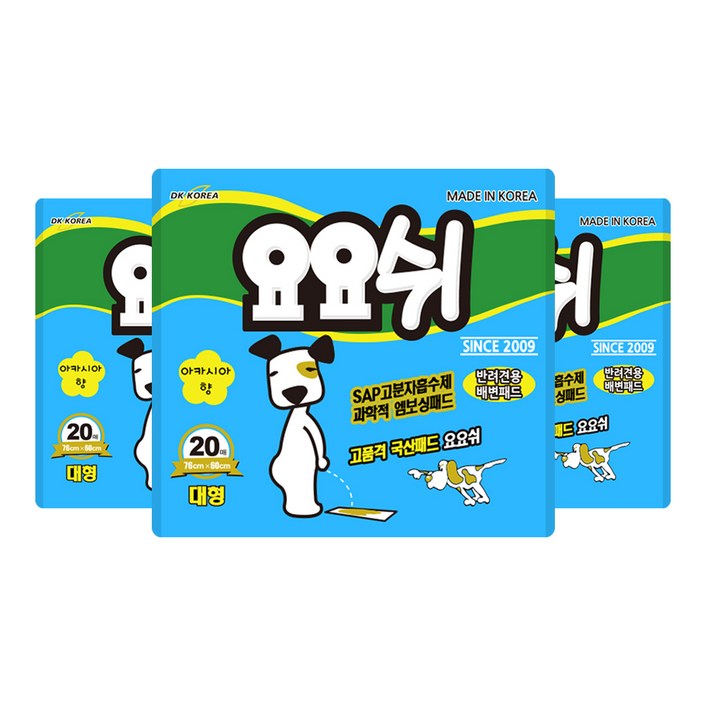 요요쉬 반려견용 배변패드 스카이 아카시아향 20매입, 20개입, 3개