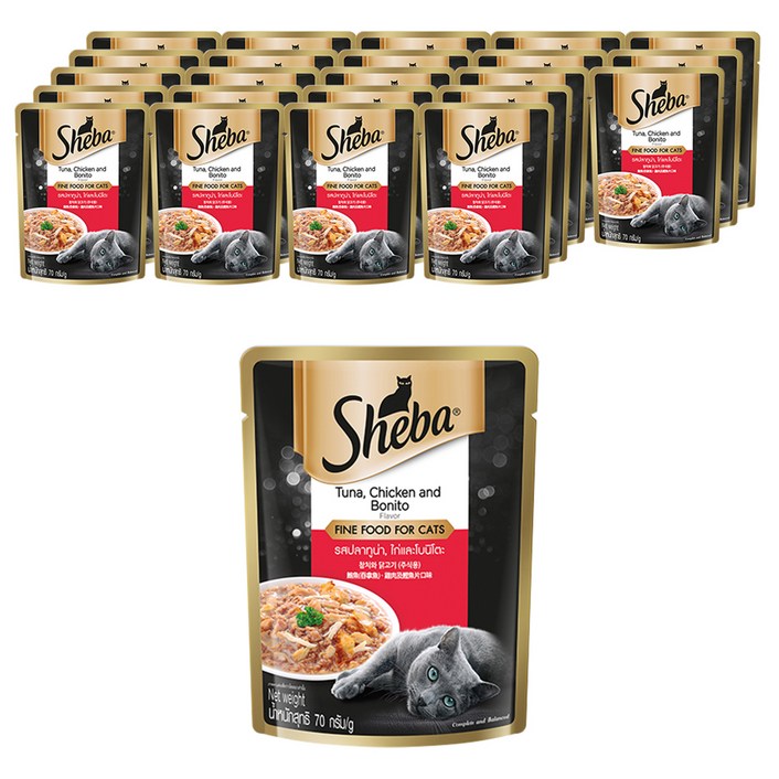 쉬바 12개월 이상 고양이 파우치 습식사료, 혼합맛참치닭고기, 70g, 24개 쉬바 12개월 이상 고양이 파우치 습식사료, 혼합맛참치닭고기, 70g, 24개