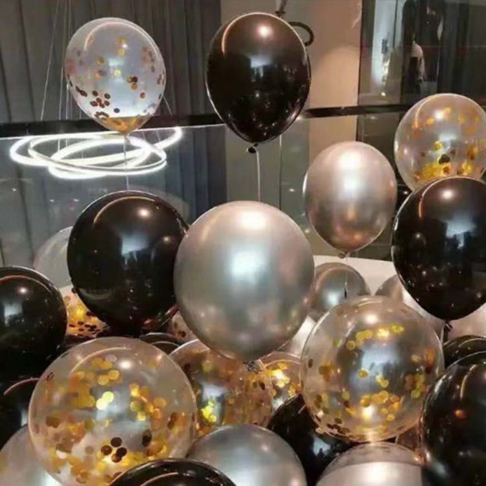 뷰라뷰 파티풍선 50p  공기펌프  10m 리본 세트