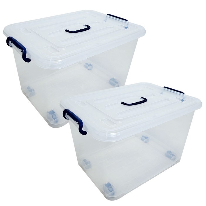 마이닝 모던 플라스틱 리빙박스, 투명색, 150L, 2개