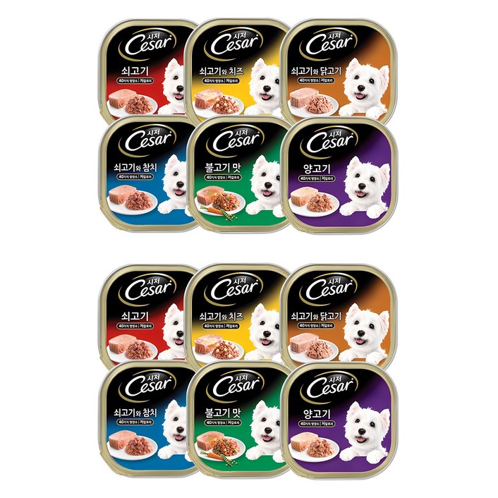 시저 버라이어티팩 반려동물 습식사료 6종 x 2p 세트
