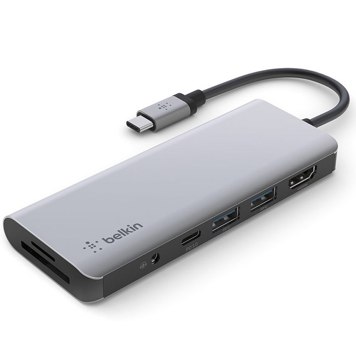 벨킨 7in1 USB C타입 멀티 허브 AVC009btSGY, 그레이, 1개 벨킨 7in1 USB C타입 멀티 허브 AVC009btSGY, 그레이, 1개