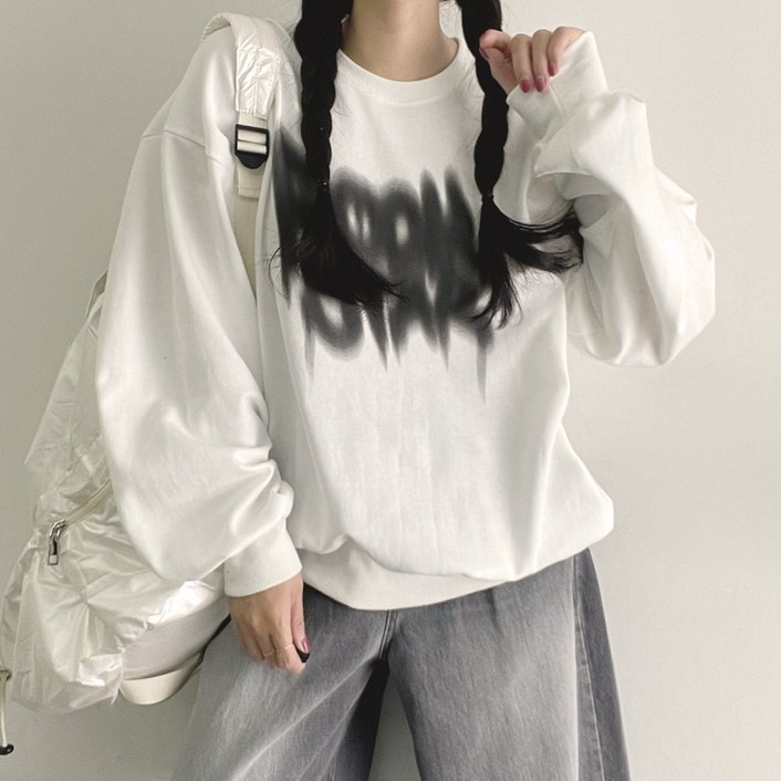 여성용 록 루즈핏 맨투맨