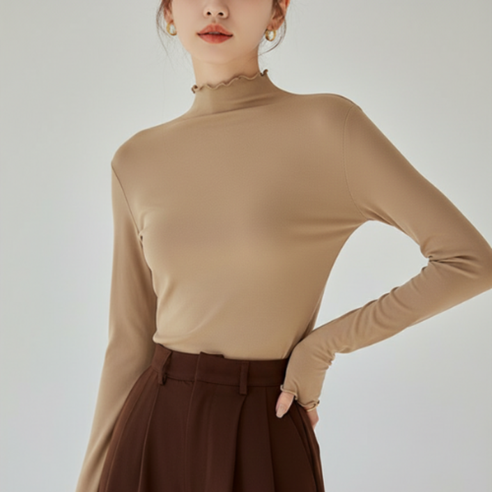 AURESIS 반목 레이어드 티셔츠 슬림 데일리 긴팔