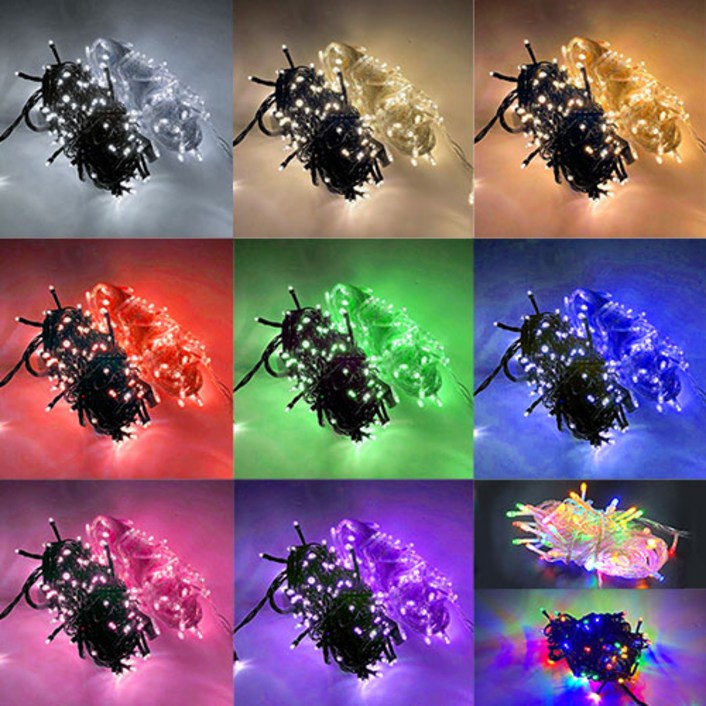 선세이브[단품] 크리스마스 트리 전구 LED 은하수 100구 조명 검정선, RGB(4색), 1개