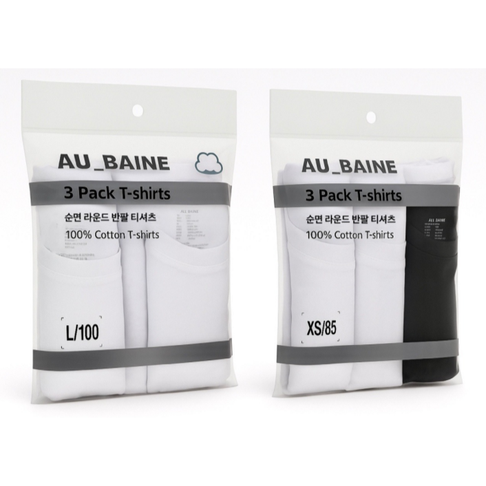 순면 라운드 반팔 티셔츠 3팩 30수 코마사 면티 튜블러티셔츠