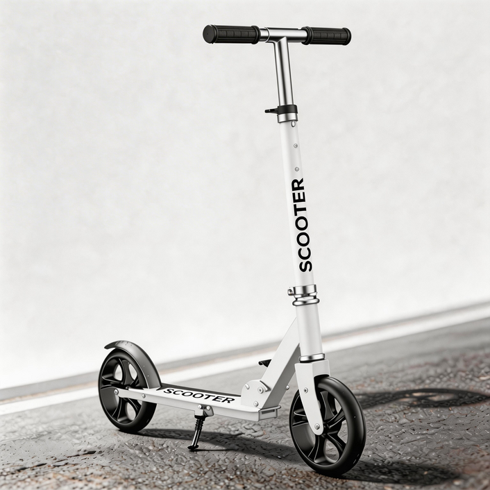 가벼운 알루미늄 성인 청소년 접이식 킥보드 휴대용, 흰색, 1개