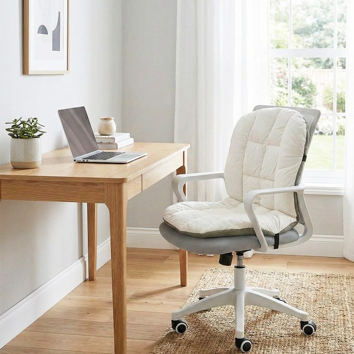 사무실 학교 학생 등받이 일체형 극세사 의자 방석