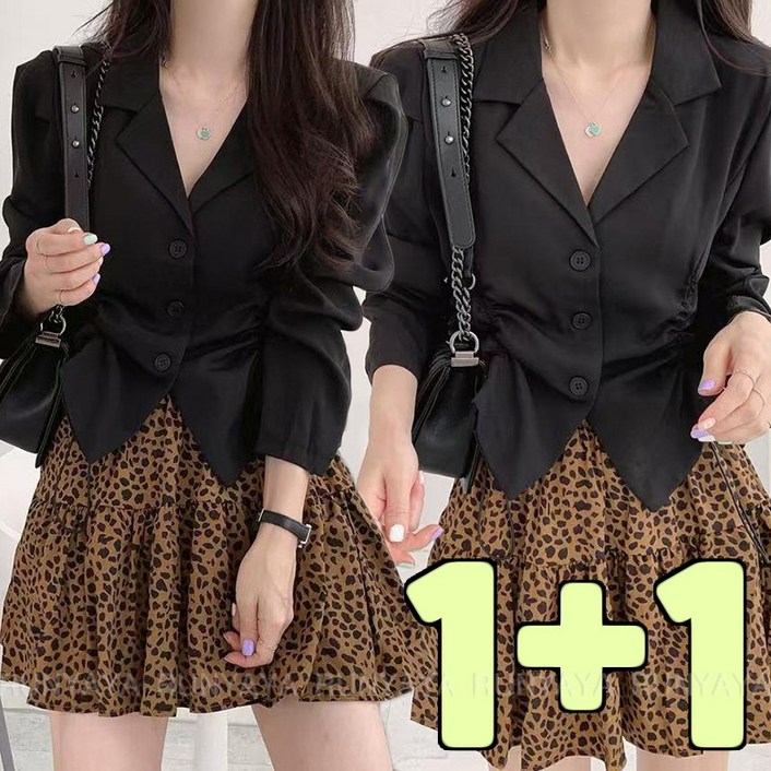 여성용 심플 긴팔 셔링 크롭 자켓 세미정장 블라우스 D99U