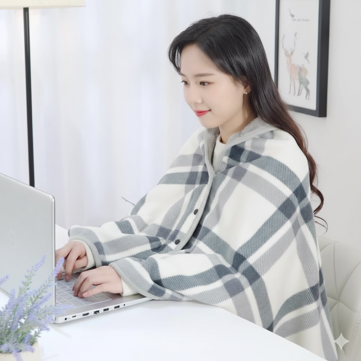 티에노 포근한 입는담요 극세사 집순이 똑딱이단추